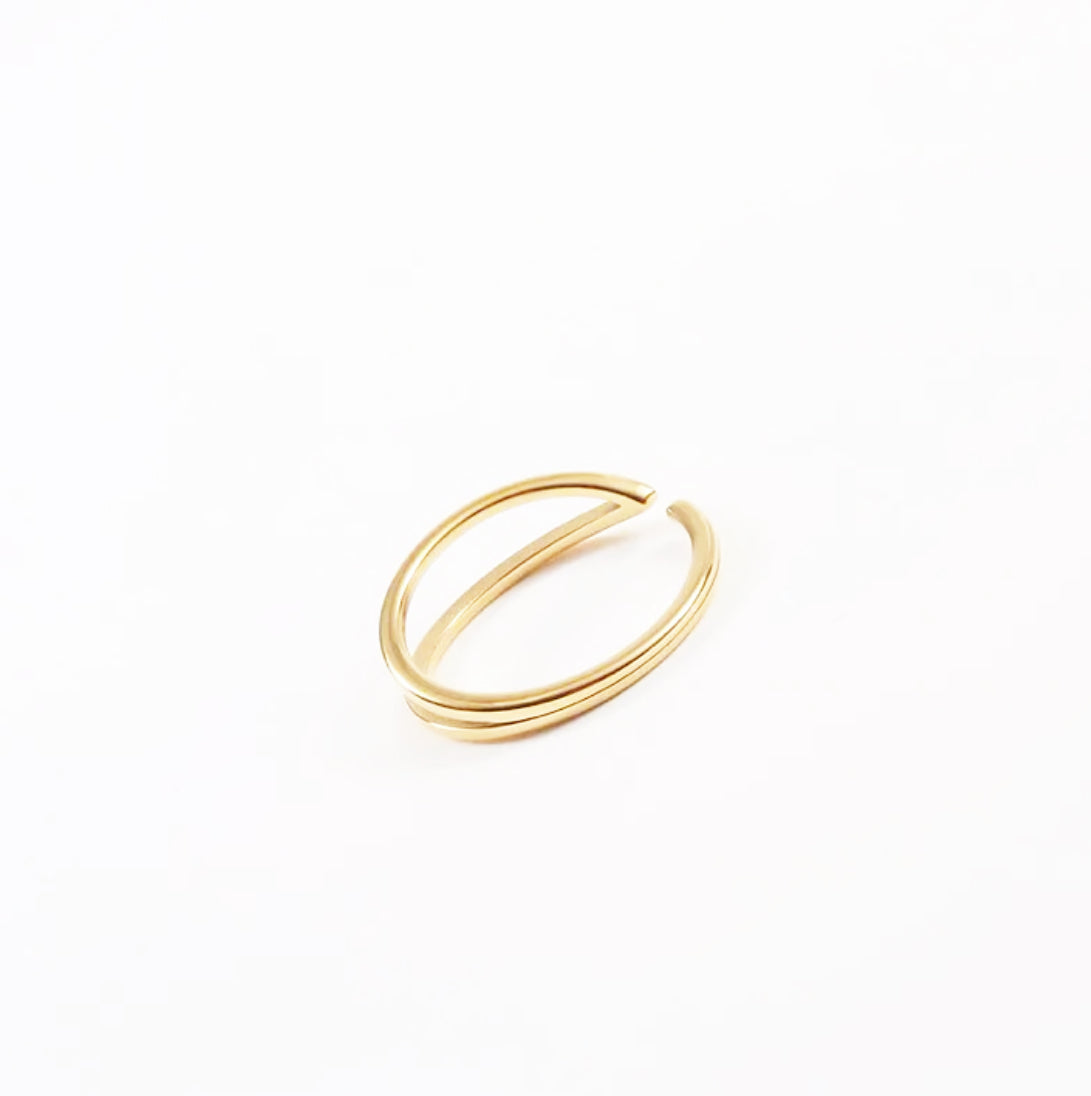 Double Layer Lines Minimalist Open Ring - Gold