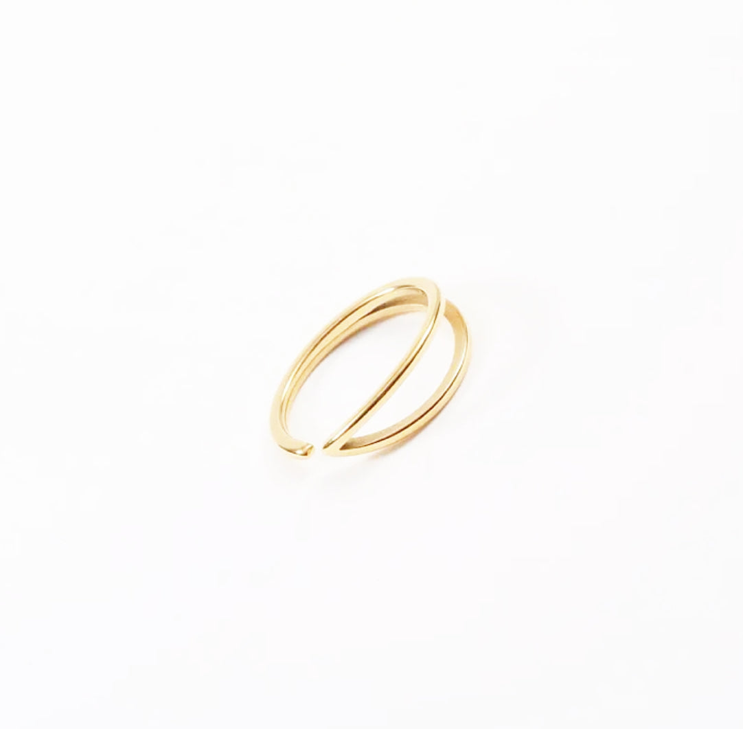 Double Layer Lines Minimalist Open Ring - Gold