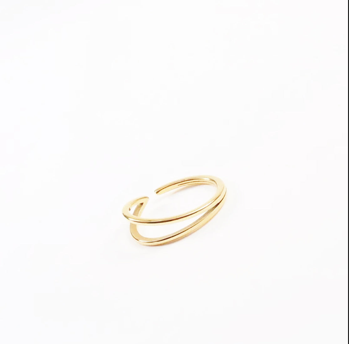 Double Layer Lines Minimalist Open Ring - Gold