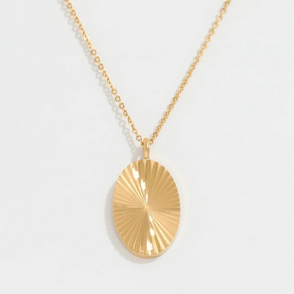 18K Gold Plated Sunburst Stainless Steel Necklace