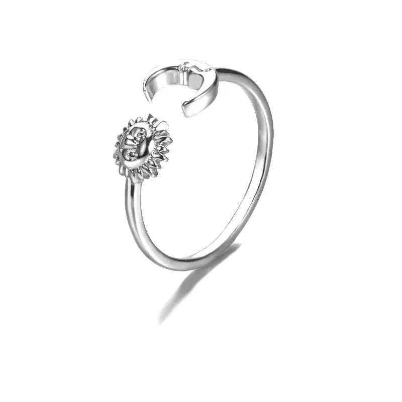 Minimalist Opal Sun Open Ring - Gold and Silver