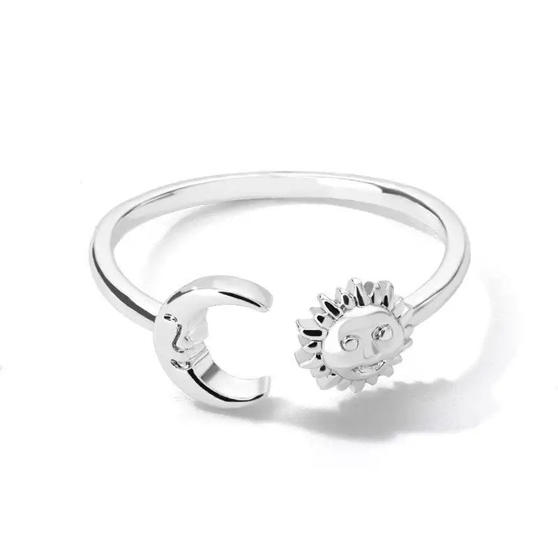 Minimalist Opal Sun Open Ring - Gold and Silver