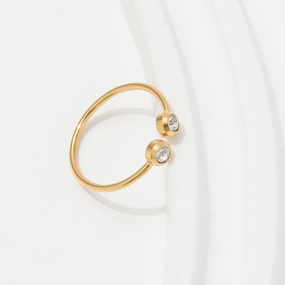 Dainty 18K Gold Plated Diamond Ring