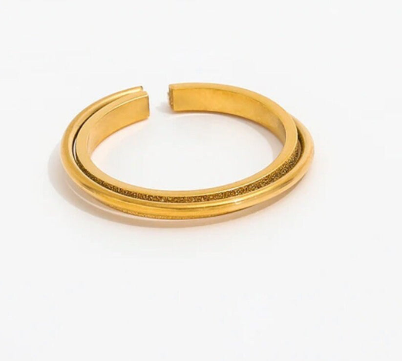 Dainty Double Layer Open Ring - Gold