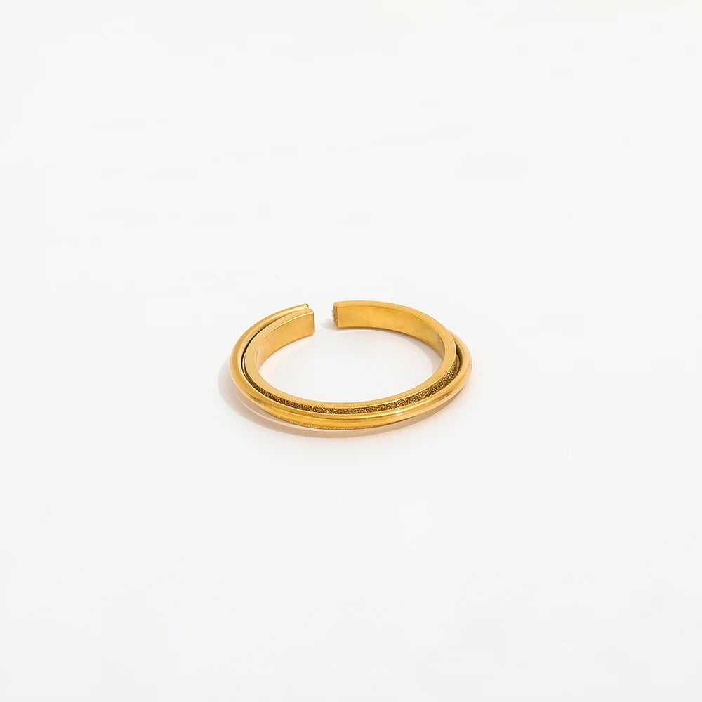 Dainty Double Layer Open Ring - Gold
