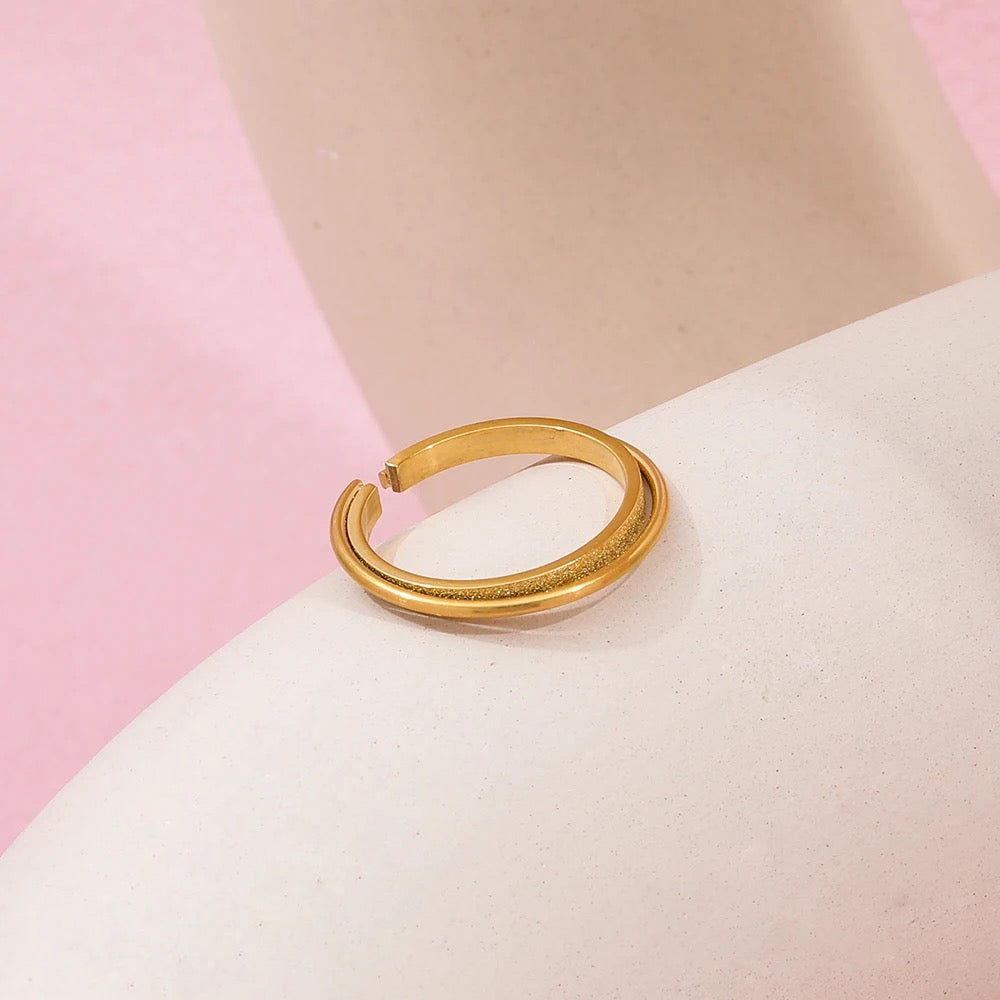 Dainty Double Layer Open Ring - Gold
