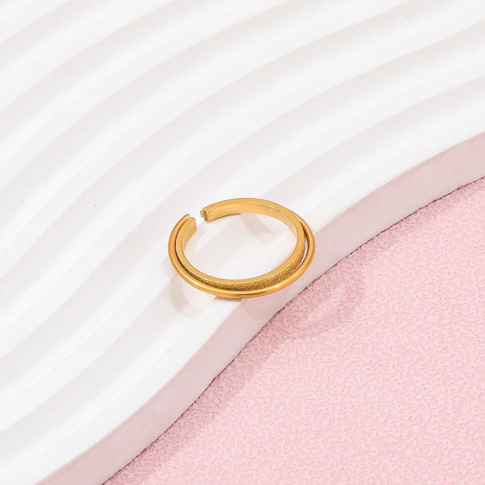 Dainty Double Layer Open Ring - Gold