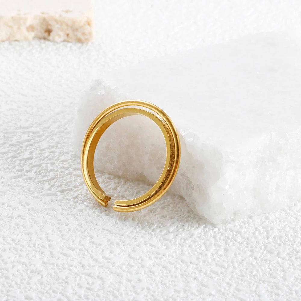 Dainty Double Layer Open Ring - Gold