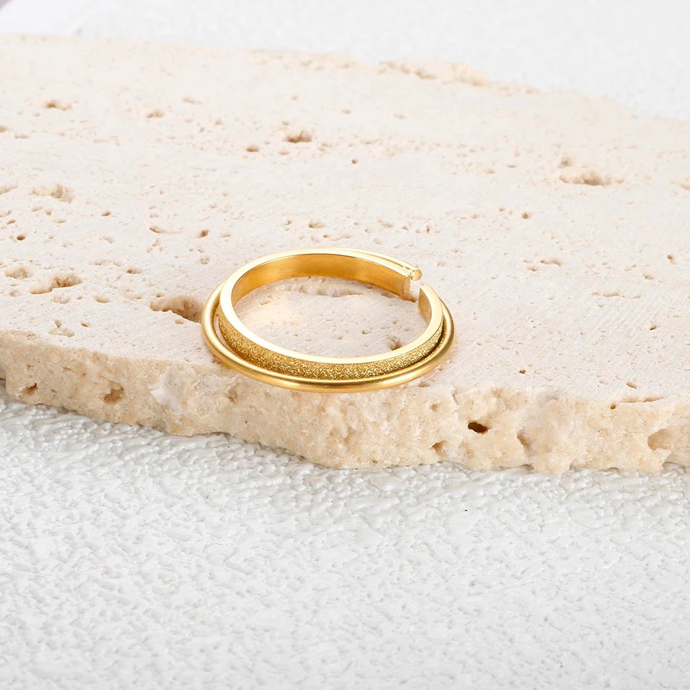 Dainty Double Layer Open Ring - Gold