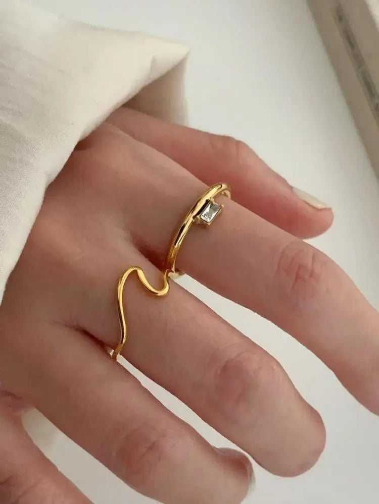 316L Stainless Steel Wave Ring - Gold