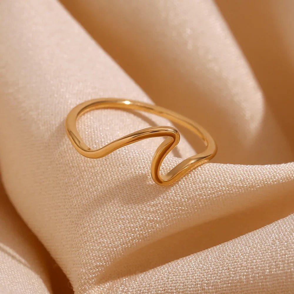 316L Stainless Steel Wave Ring - Gold