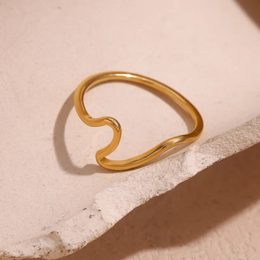 316L Stainless Steel Wave Ring - Gold