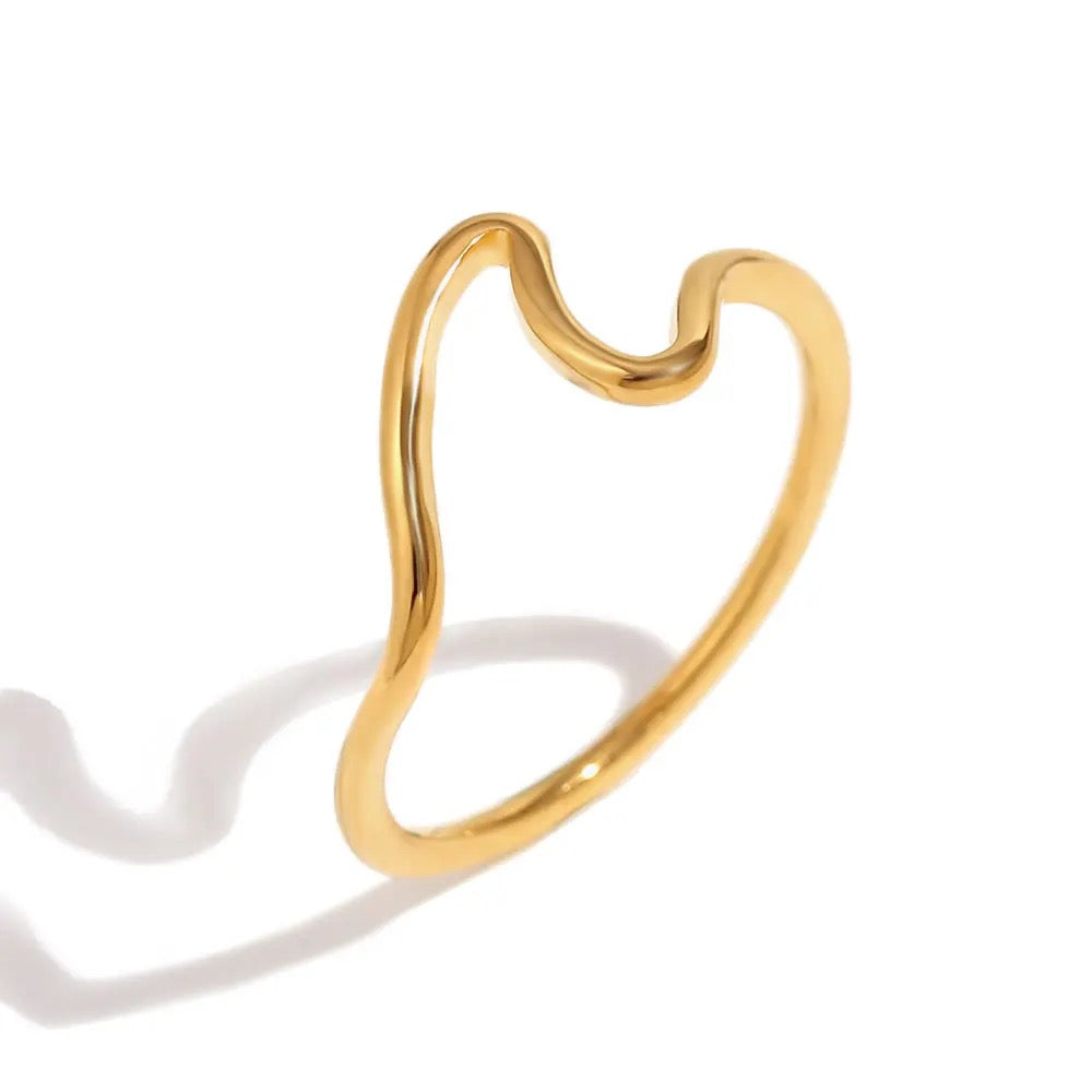 316L Stainless Steel Wave Ring - Gold