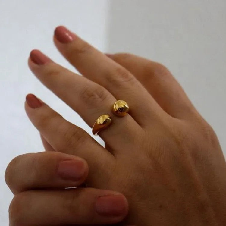 Elegant Open Ball Chunky Dome Ring - Gold