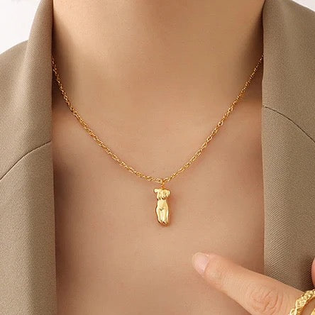 18K Gold Plated Body Pendant Abstract Face Necklace