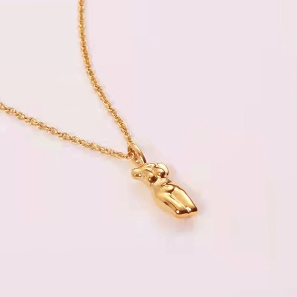 18K Gold Plated Body Pendant Abstract Face Necklace