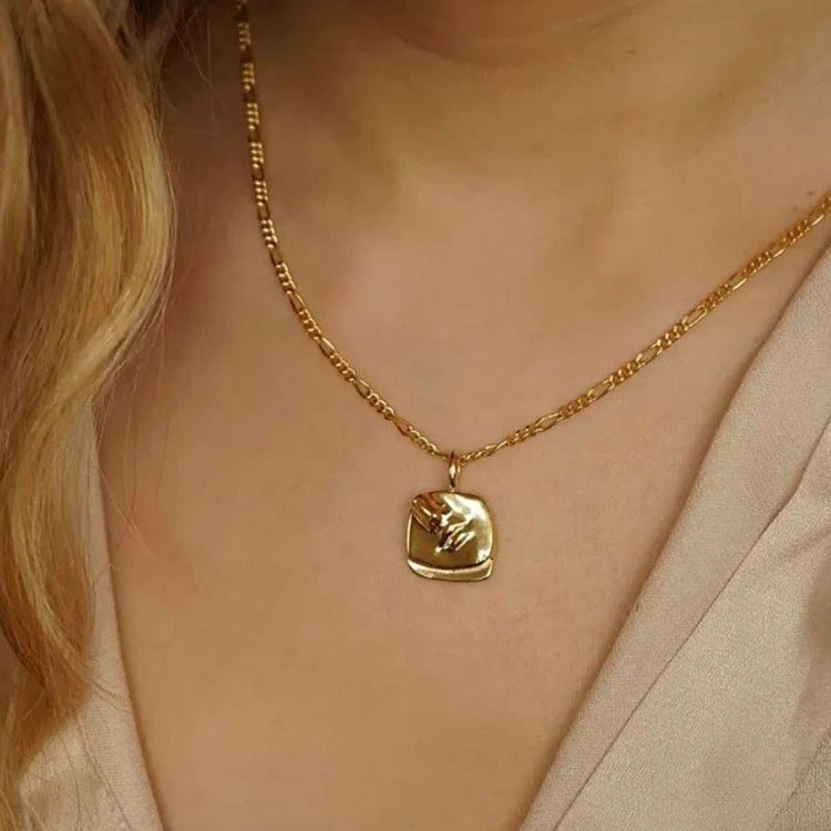 18K Gold Plated Body Pendant Abstract Face Necklace