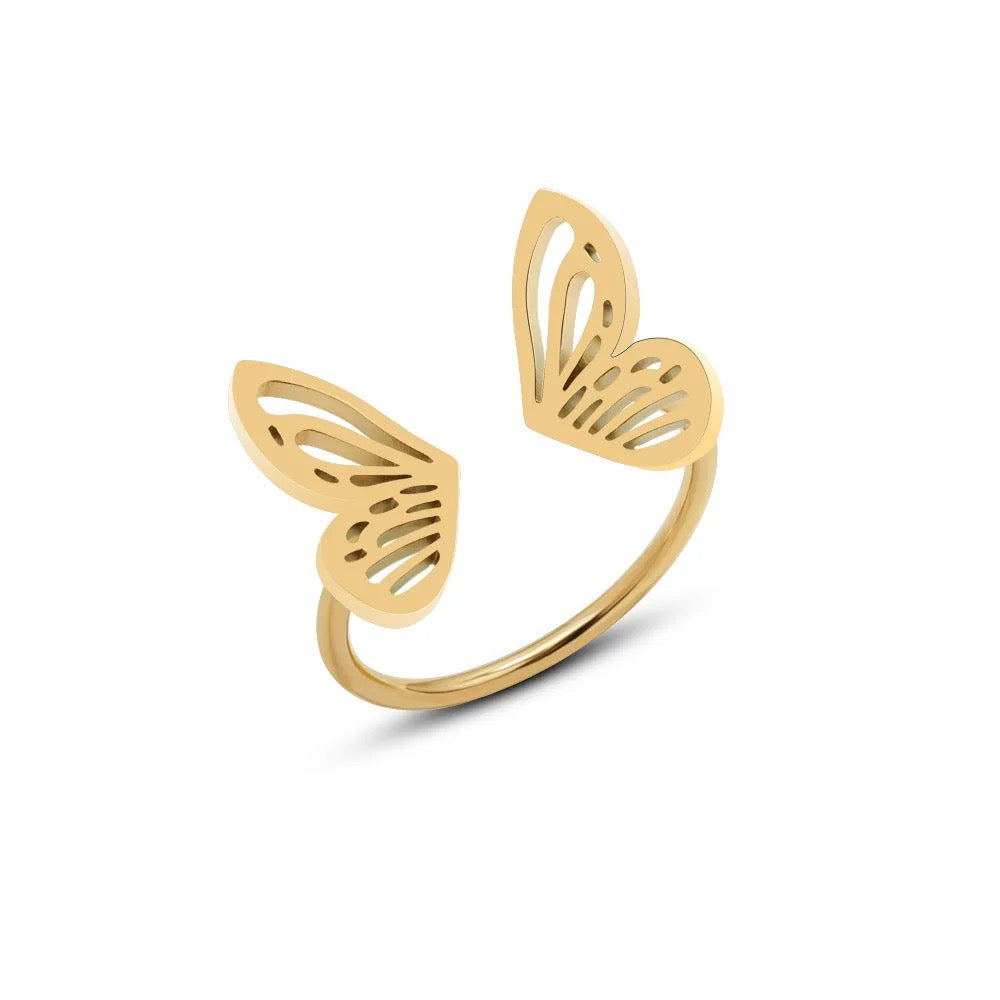 18K Gold Plated Open Butterfly Ring