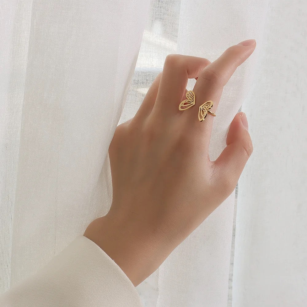 18K Gold Plated Open Butterfly Ring