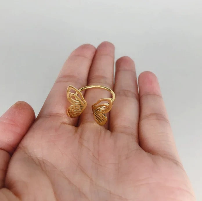 18K Gold Plated Open Butterfly Ring
