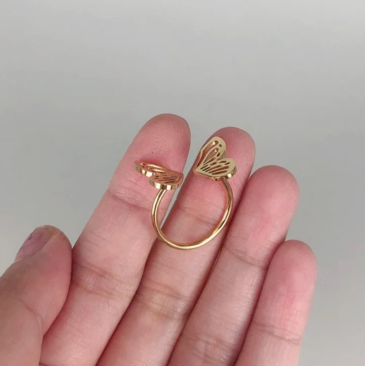 18K Gold Plated Open Butterfly Ring