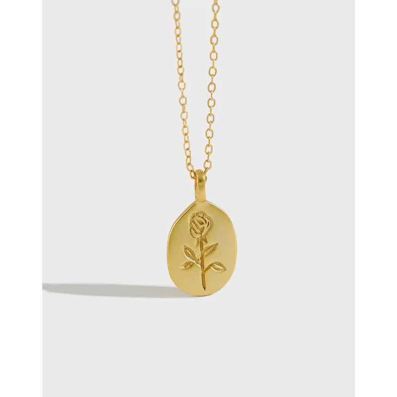 18K Gold Plated Rose Flower Necklace