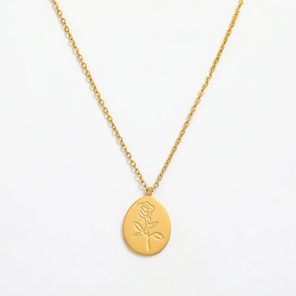 18K Gold Plated Rose Flower Necklace