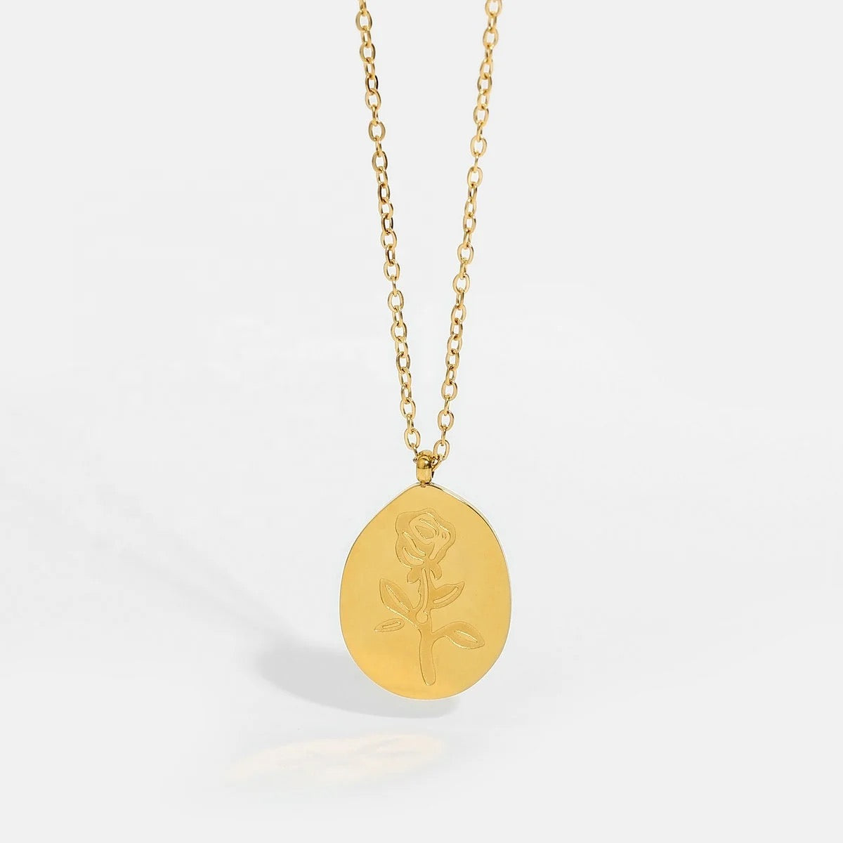 18K Gold Plated Rose Flower Necklace