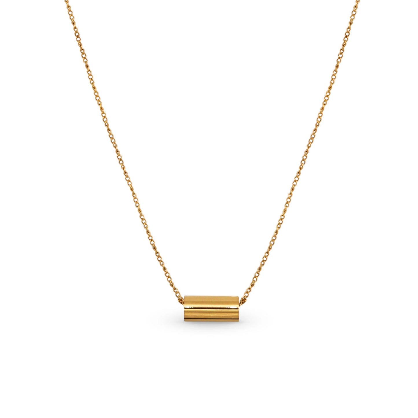18k Gold Plated Tube Pendant Necklace