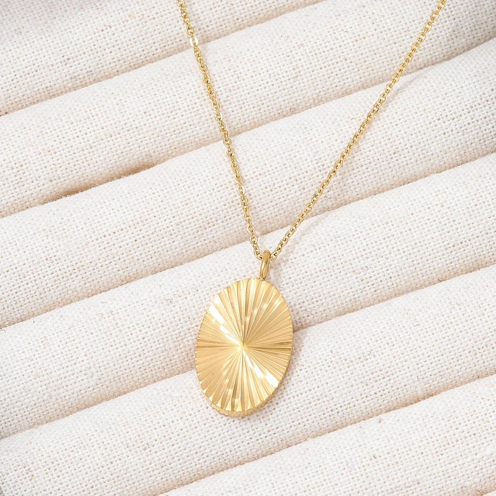 18K Gold Plated Sunburst Stainless Steel Necklace