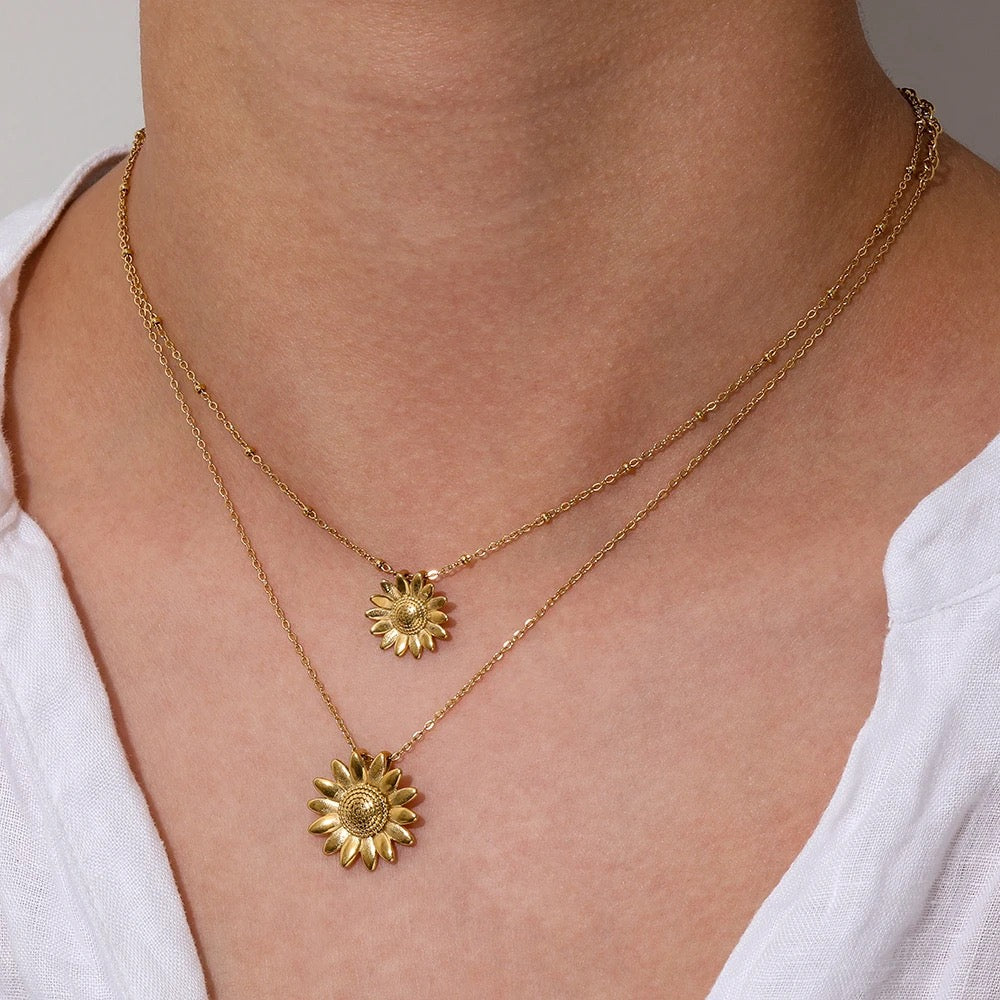Dainty Daisy Sunflower Pendant Necklace