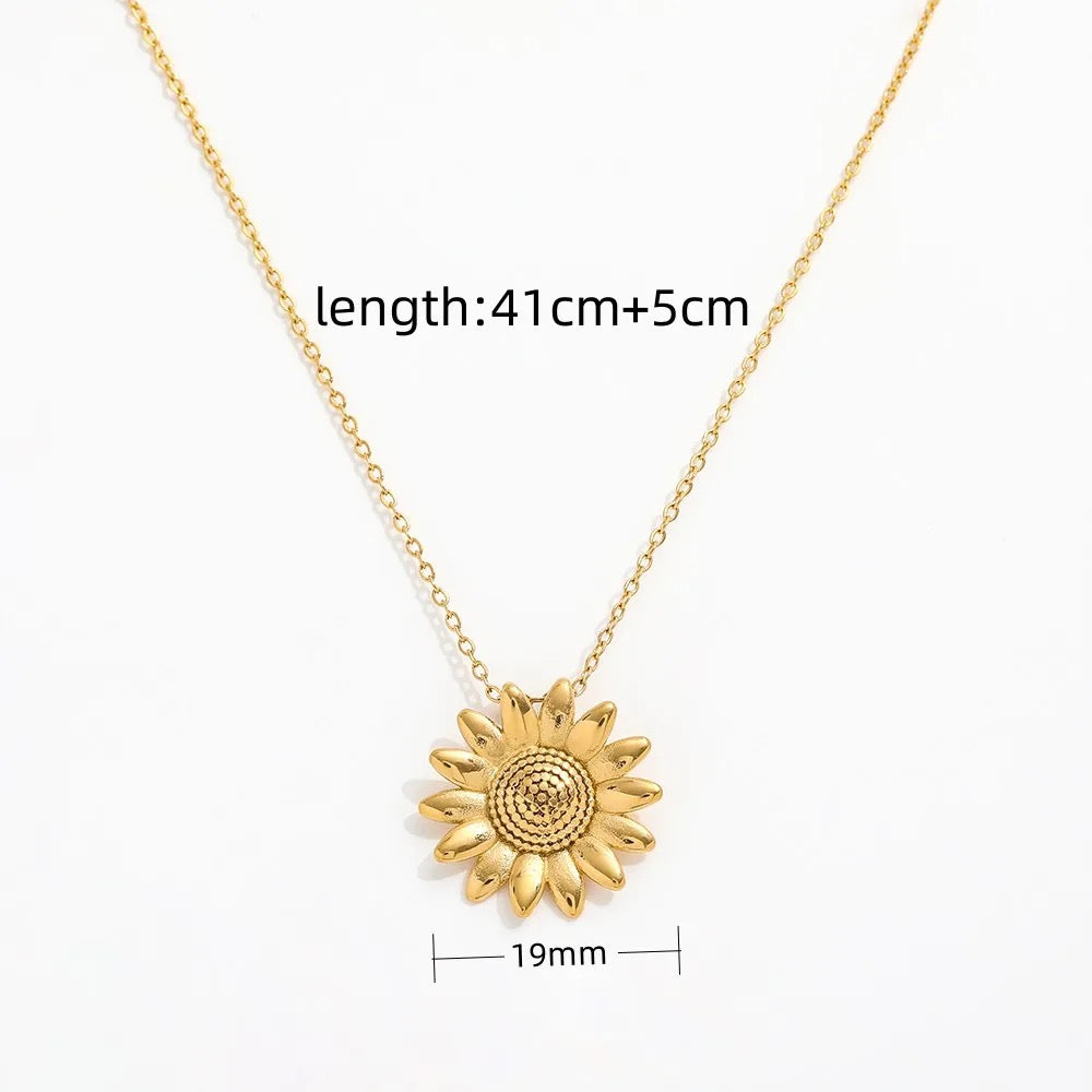 Dainty Daisy Sunflower Pendant Necklace