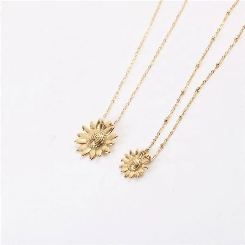 Dainty Daisy Sunflower Pendant Necklace