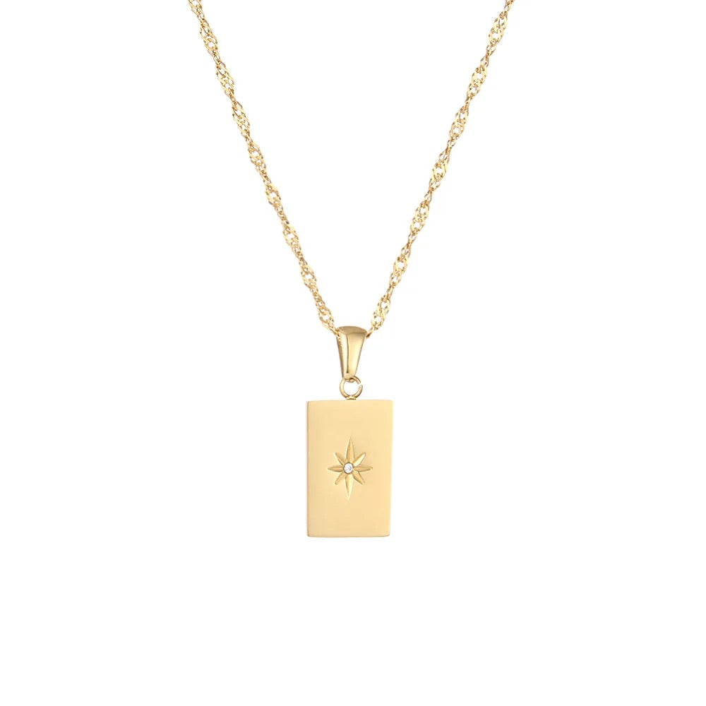 Stunning 18K Gold Plated Star Burst Pendant Necklace