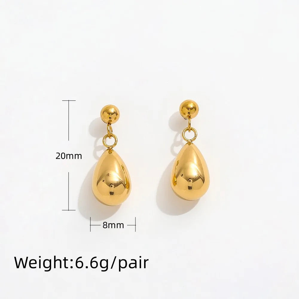 18K Gold Plated Waterdrop Stainless Steel Earring