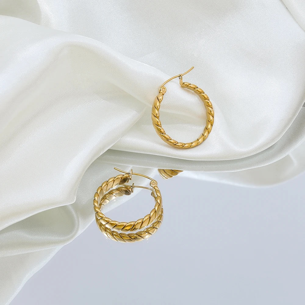 Trendy 18K Gold Plated Line Hoop Everyday Earring