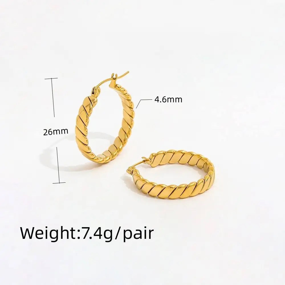 Trendy 18K Gold Plated Line Hoop Everyday Earring