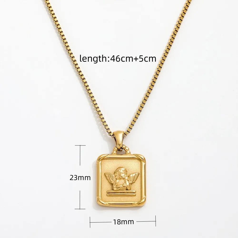 Elegant 18k Gold Pendant on Stainless Steel Necklace