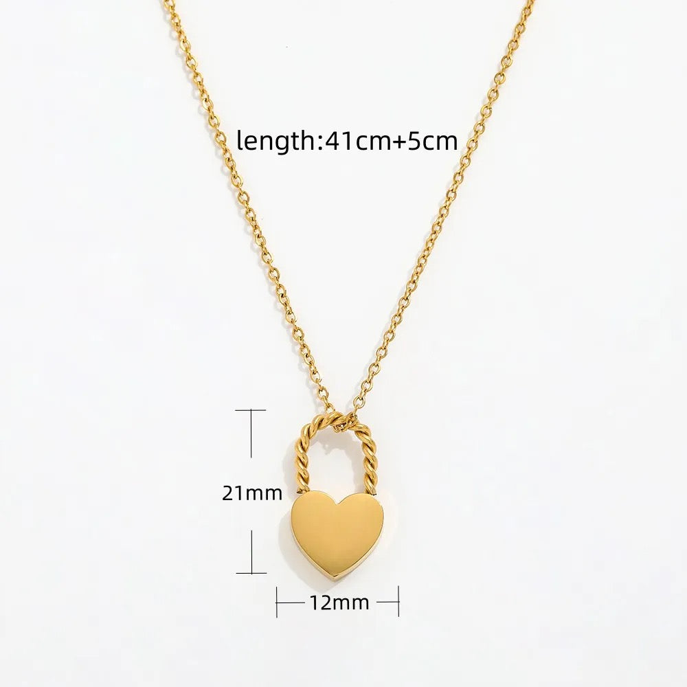 Dainty Gold Heart Pendant Minimalist Necklace