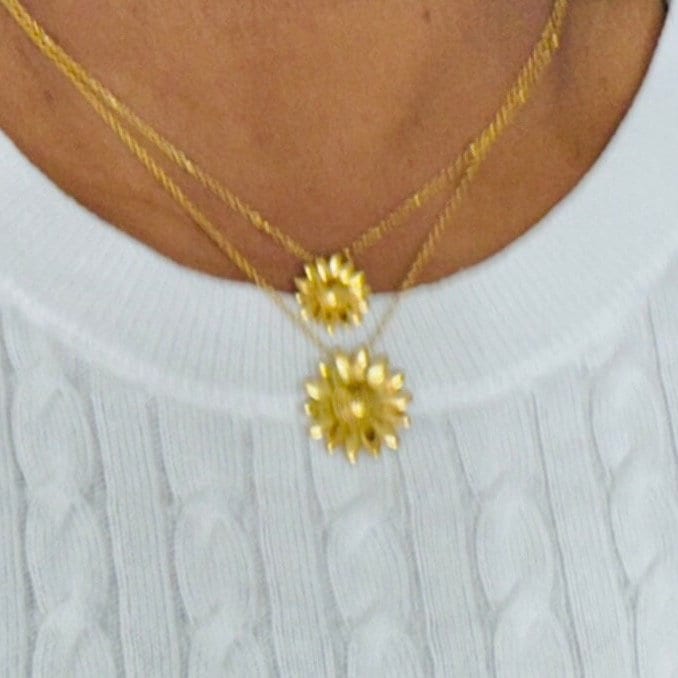 Dainty Daisy Sunflower Pendant Necklace