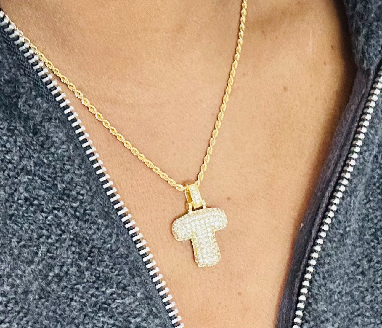 Bubble Balloon Pave CZ Gold Necklace