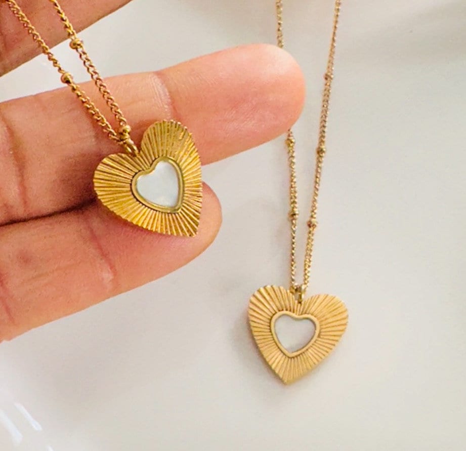 Crystal Pearl Heart Necklace