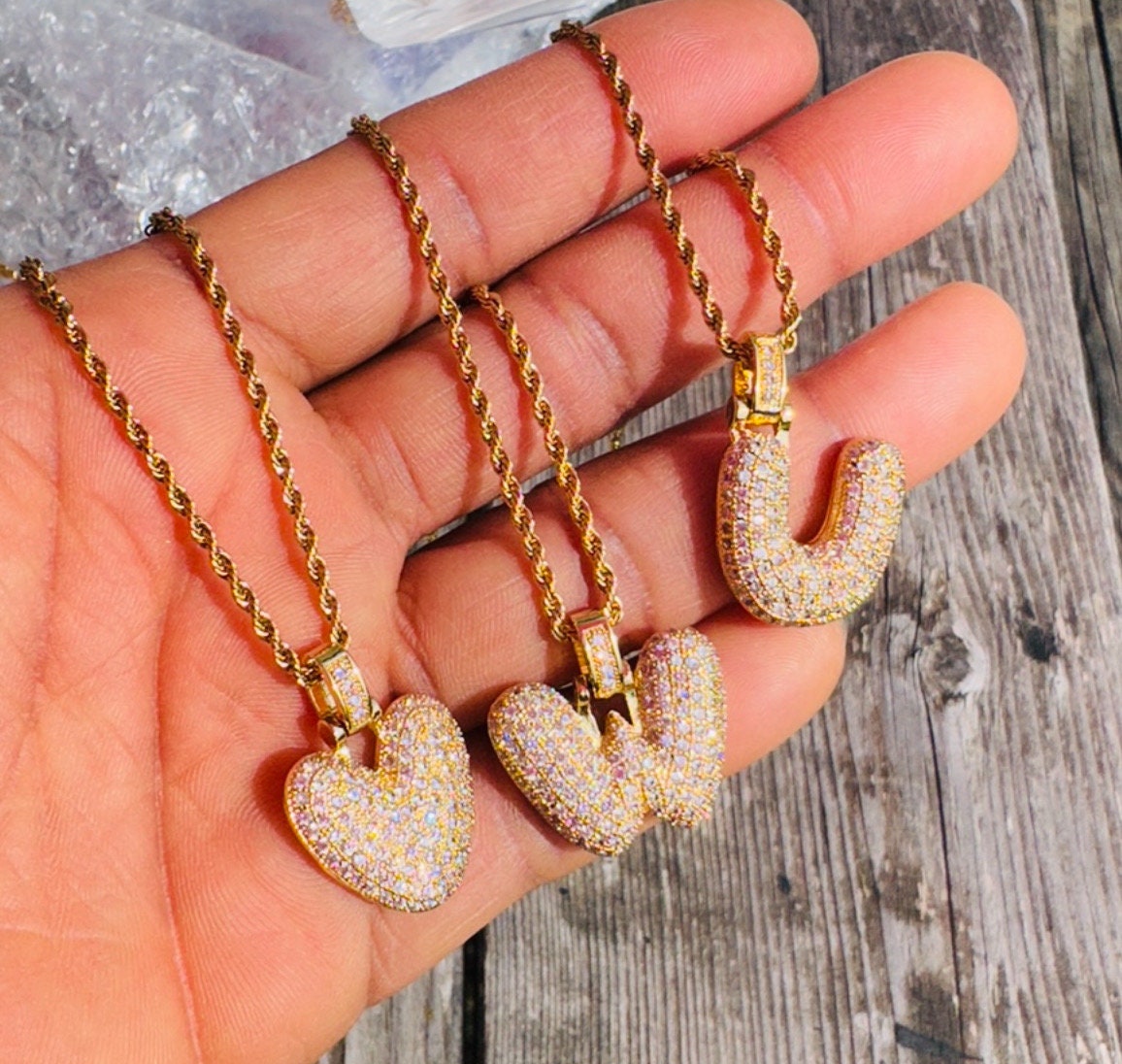 Bubble Balloon Pave CZ Gold Necklace