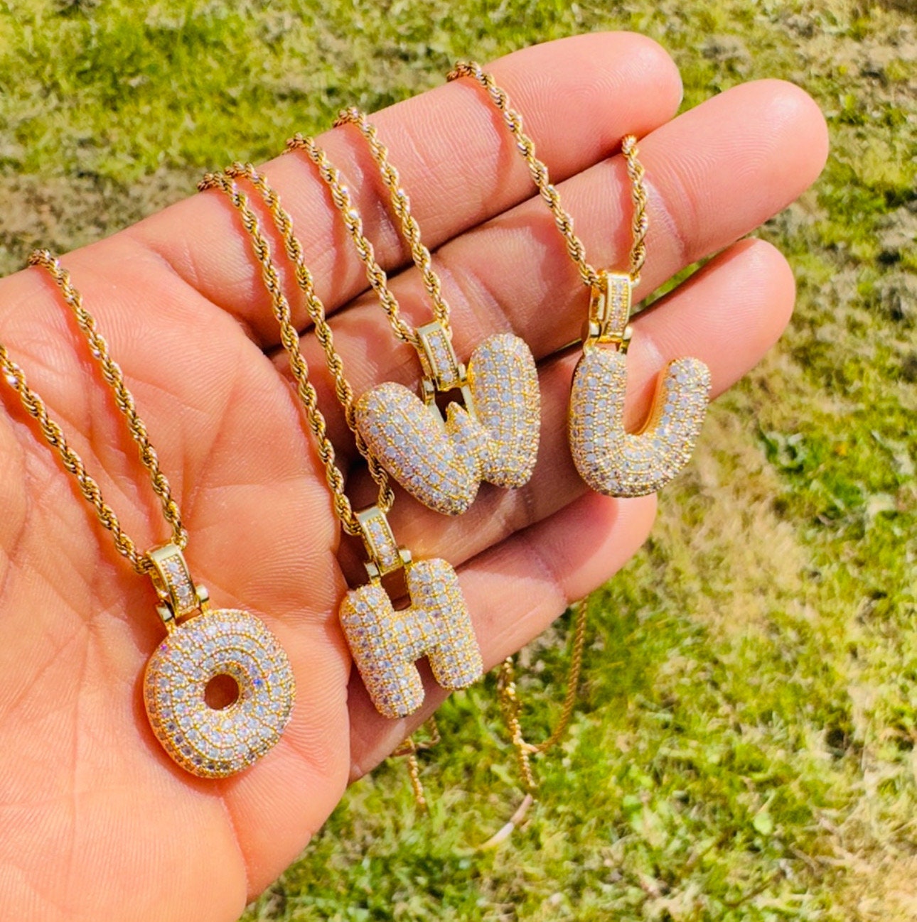 Personalized CZ Letter Pendant Necklace