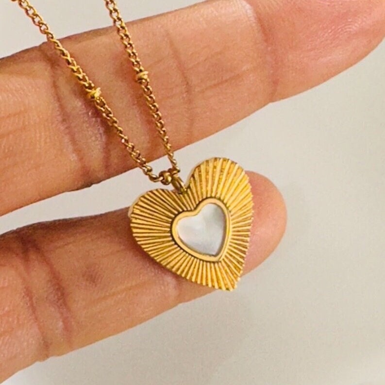 Crystal Pearl Heart Necklace