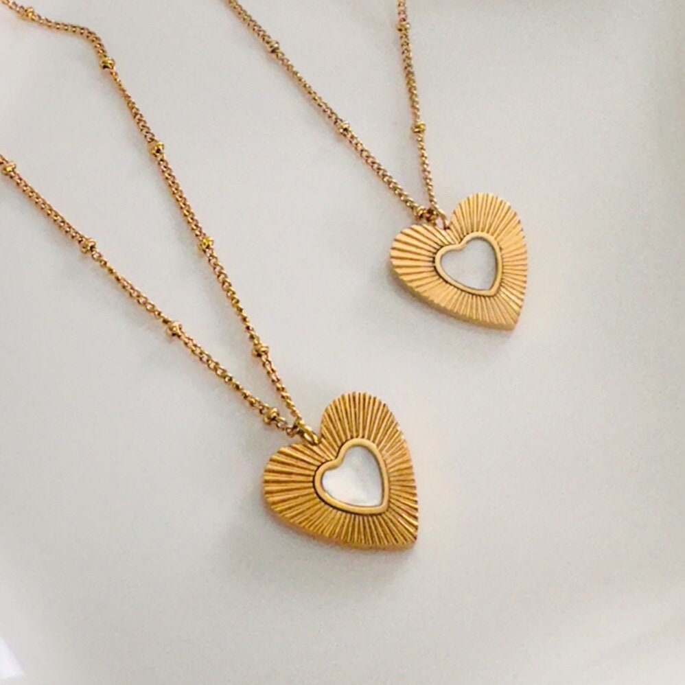 Crystal Pearl Heart Necklace