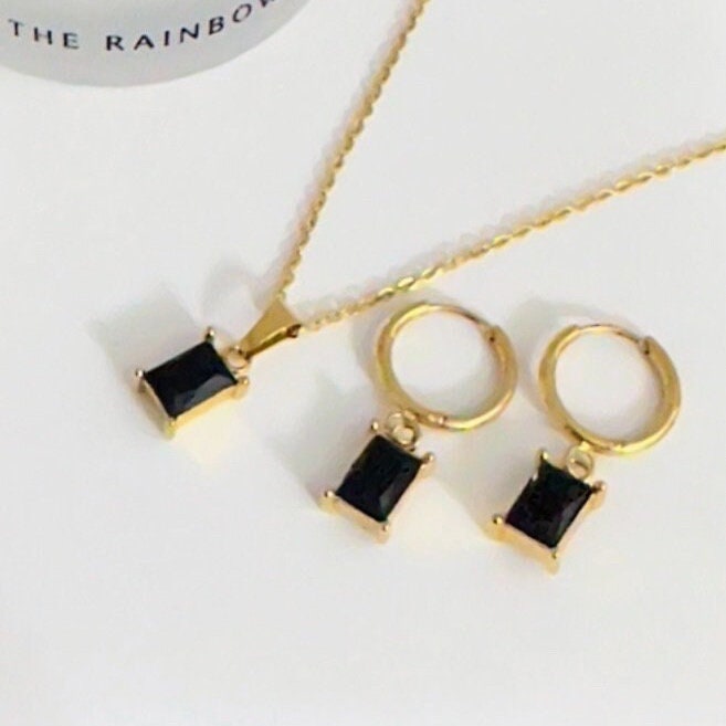 18K Gold Plated Simple Square Zircon Pendant Necklace For Women