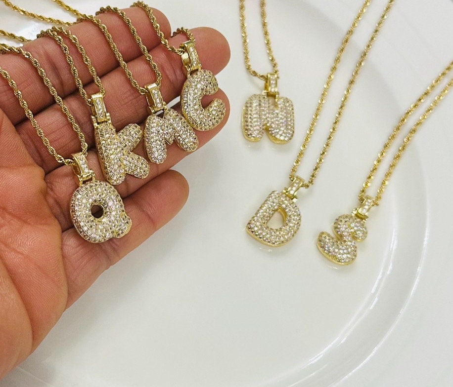 Bubble Balloon Pave CZ Gold Necklace
