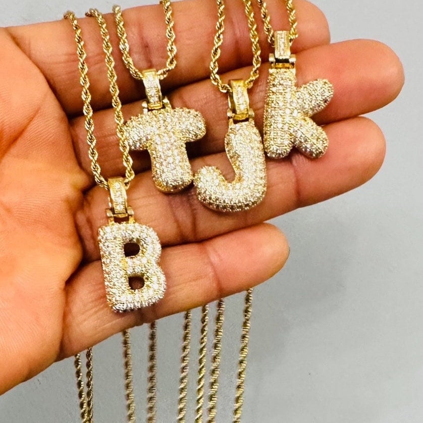 Bubble Balloon Pave CZ Gold Necklace
