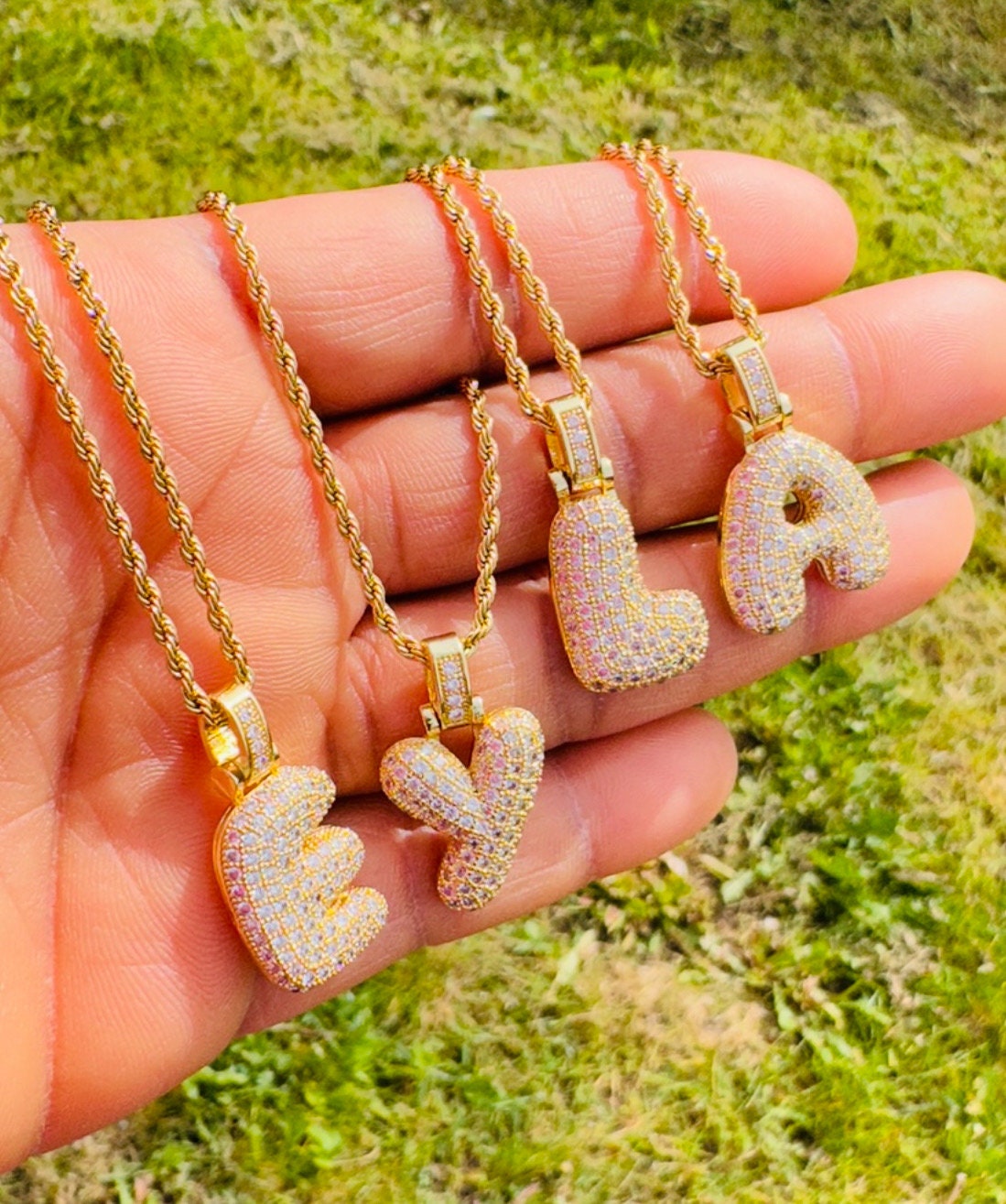 Bubble Balloon Pave CZ Gold Necklace